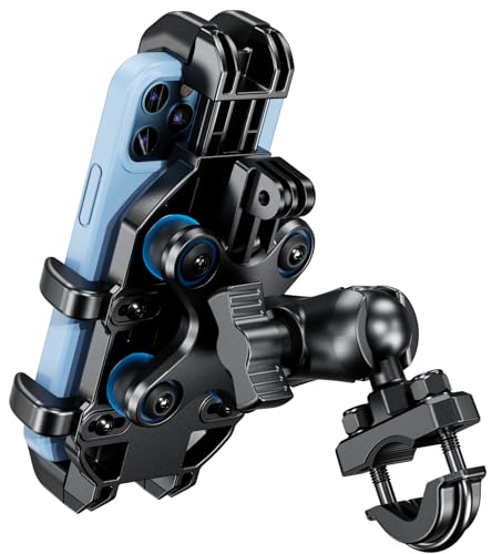 Motorcycle Phone Holder with Vibration Dampener, Adjustable Handlebar Cradle Fit 5.4''-7.2'' Smartphone A11944