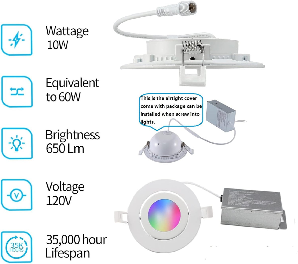 4 inch Smart LED Recessed Lights, 9W, 2 Pack O147942