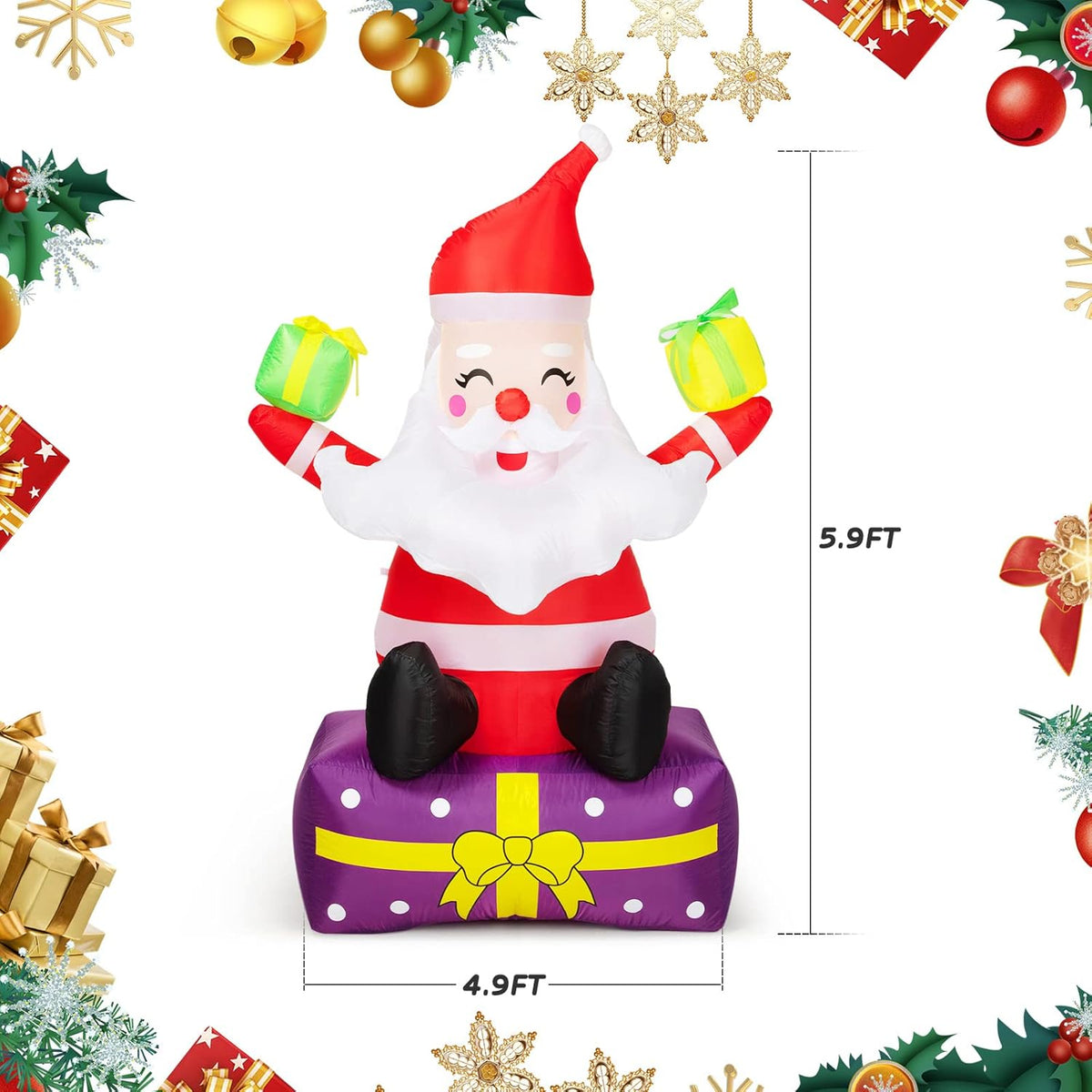 6 Ft Inflatable Santa Claus with Gift Boxes H44648