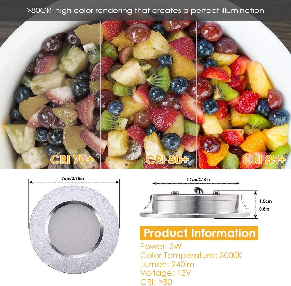 12V Waterproof Ultra-Thin LED Ceiling Light 3000K Warm White 12 Pack O97076
