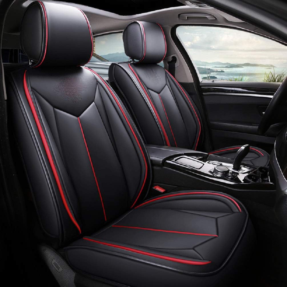 Leather Four Seasons Seat Cover 5 Seats Full Set Universal Fit Black-Blue T763964