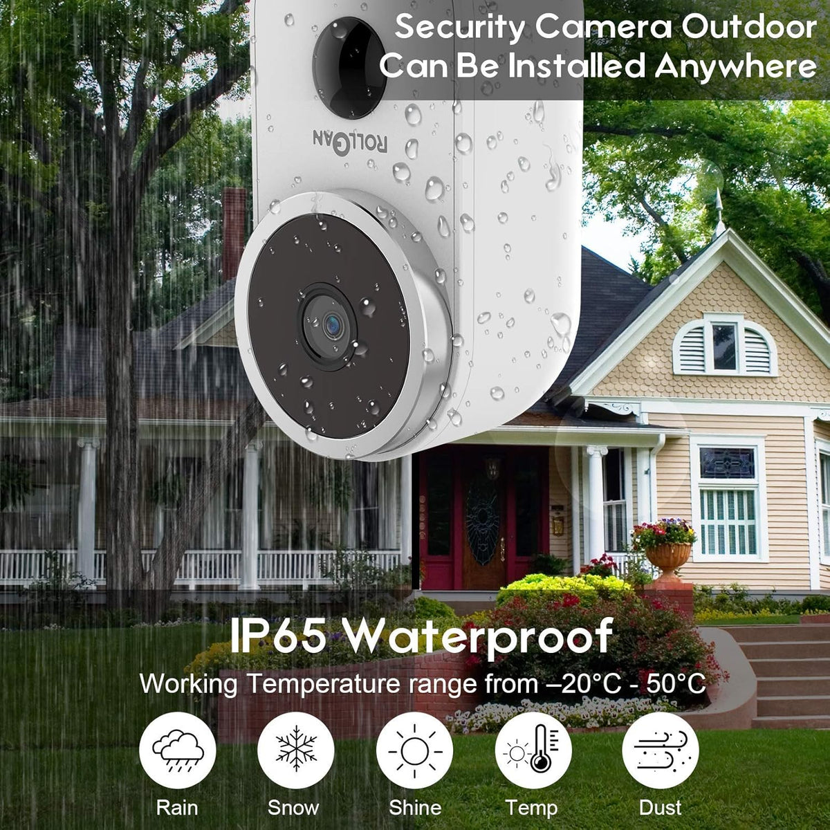 Wireless Outdoor Security Camera 1080P HD Rechargeable Battery Powered C411439
