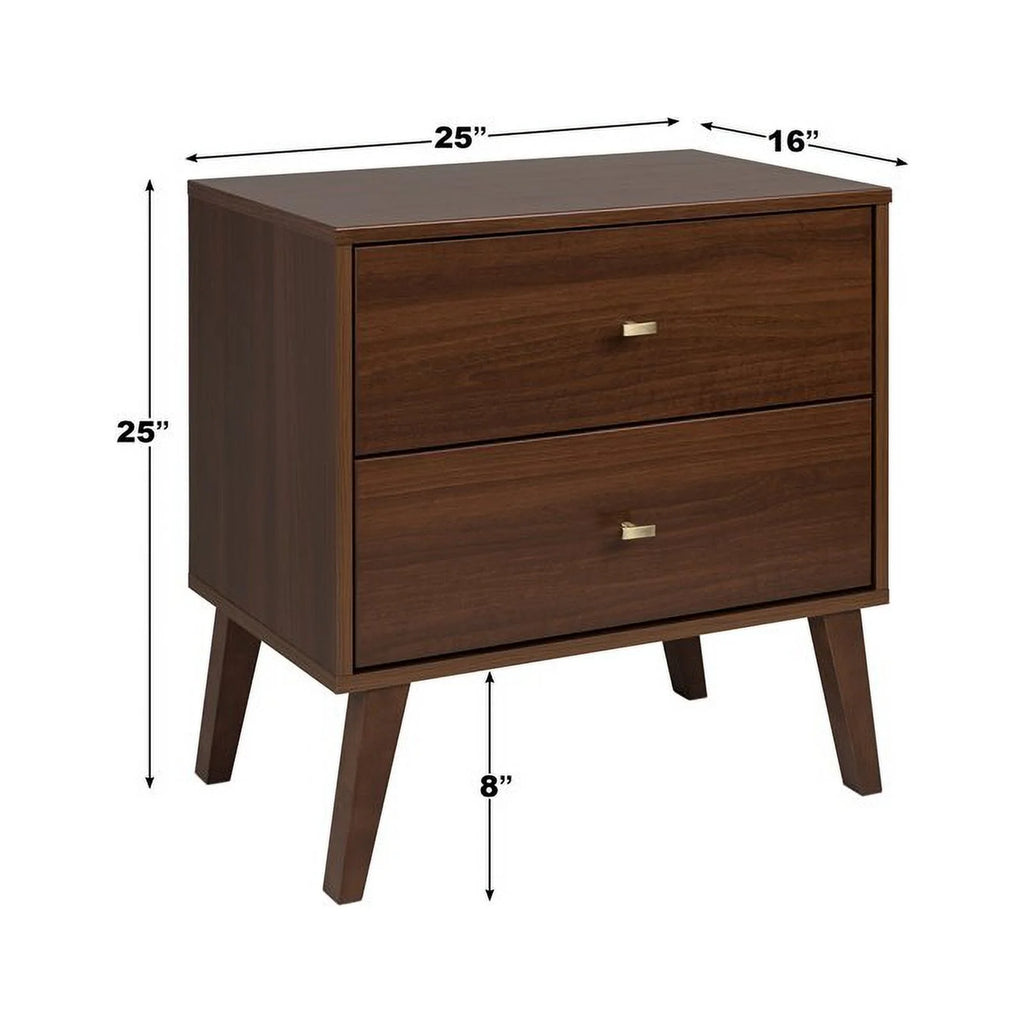 Mid-Century Wood 2 Drawer Nightstand in Cherry B299