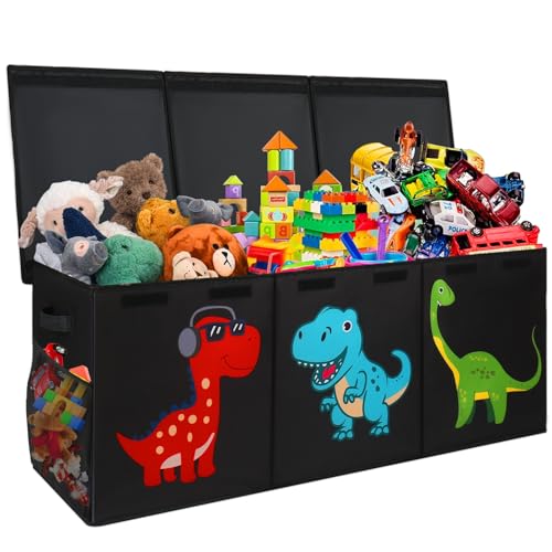Extra Large Collapsible Storage Organizer with Lids, 40"x16"x16" Black F28617