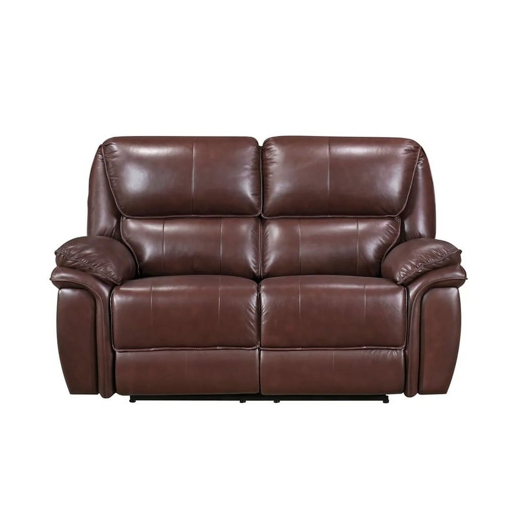 Brown Leather Match Double Reclining Love Seat Y5636