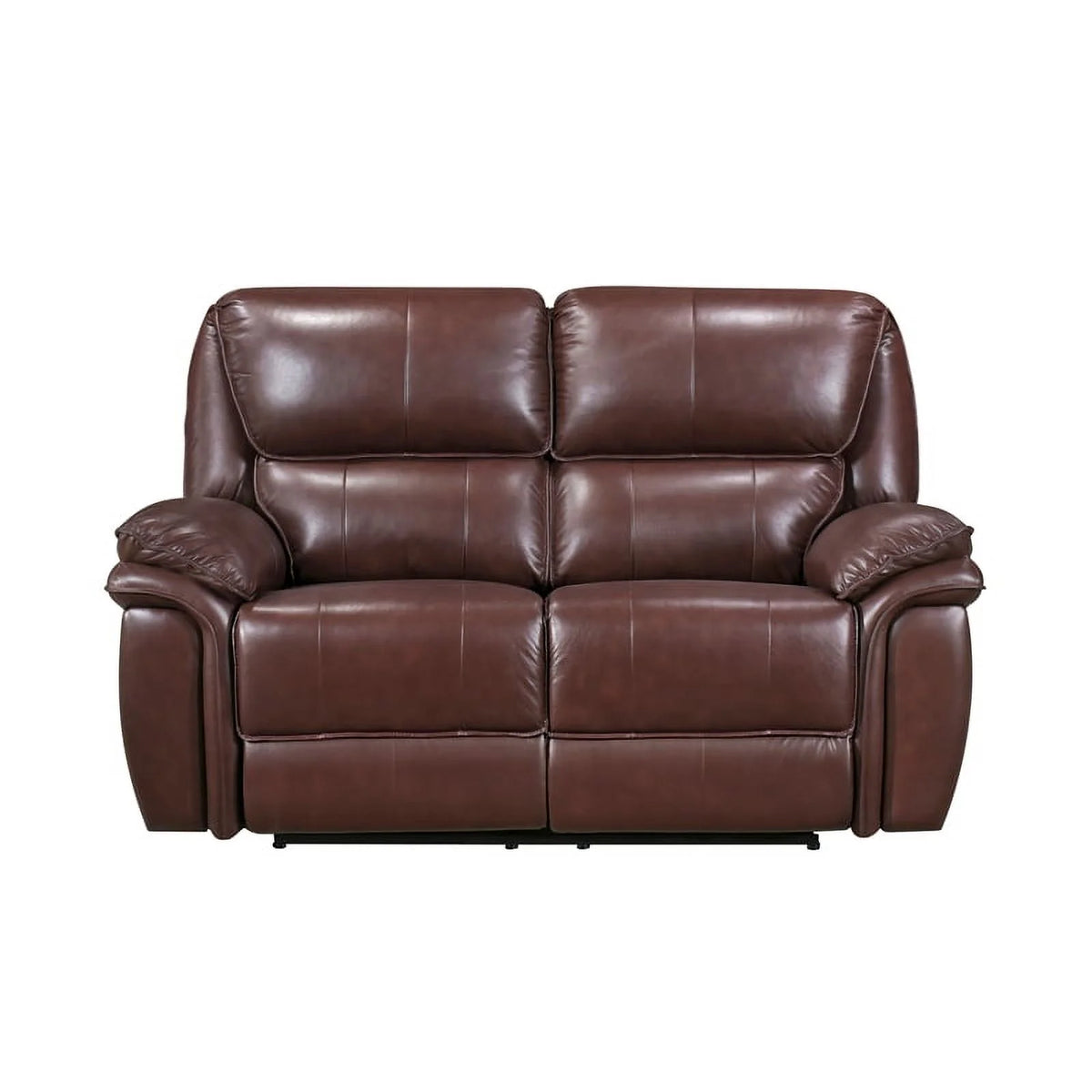 Brown Leather Match Double Reclining Love Seat Y5636