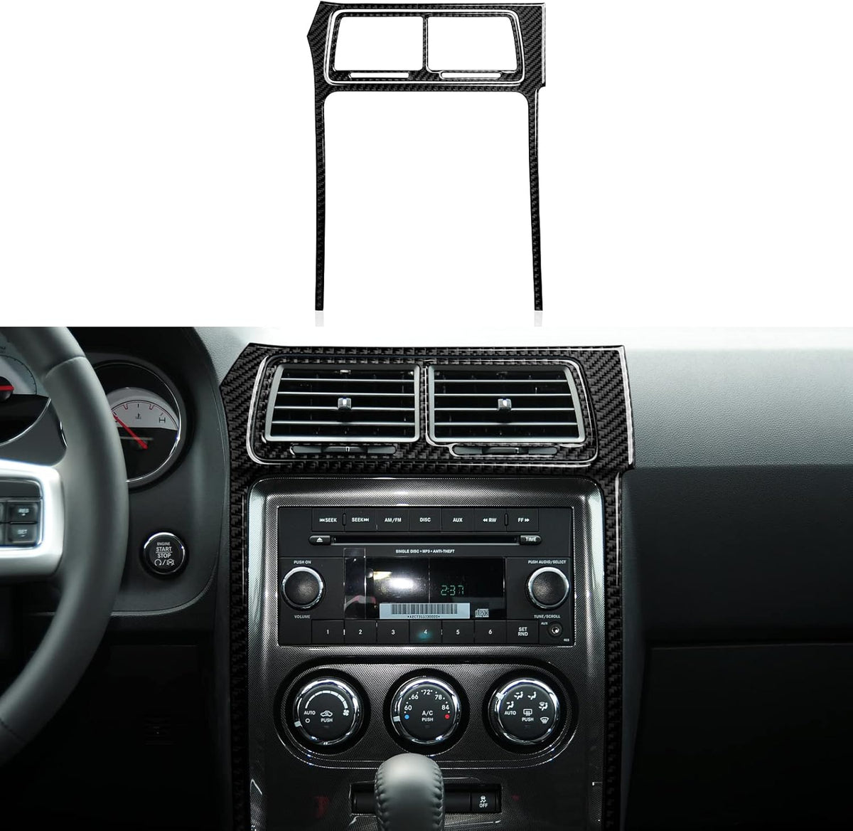 Carbon Fiber Center Console Dashboard Sticker Interior Trim Cover, Pack of 2 W105