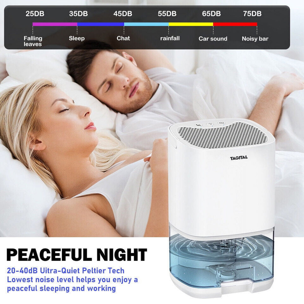 35oz Portable Mini Dehumidifier with 7 Colorful LED Lights P317001