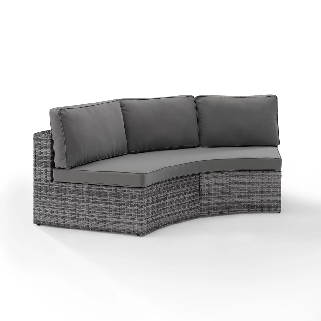 Gray Wicker Curved Patio Sectional Sofa X799313