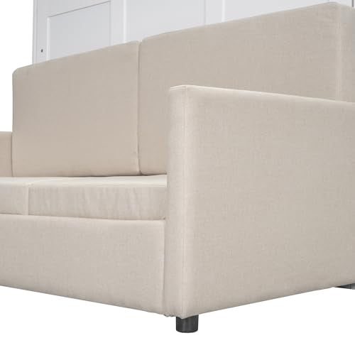 Queen Size Murphy Bed with Sofa and Top Shelf White A87712