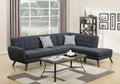 Ash Black Polyfiber Linen-Like Fabric Sectional Sofa Set S4177
