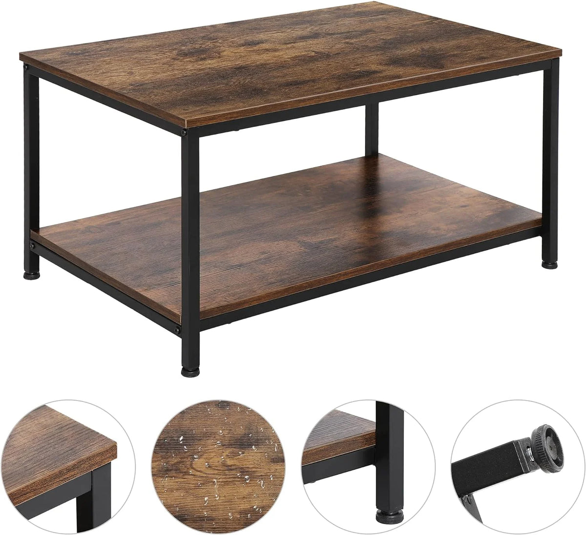 Industrial 2-Tier Coffee Table Rustic Brown P1960
