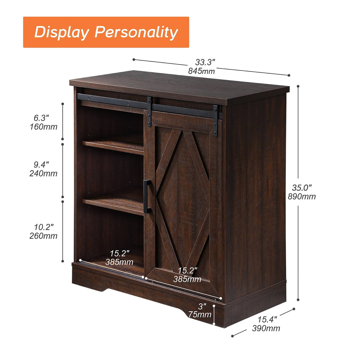 Rustic Brown Wash Wood TV Stand / Storage Cabinet T459