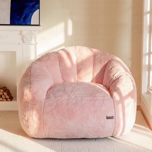 Oversized Faux Fur Bean Bag Chair with Filler V3672