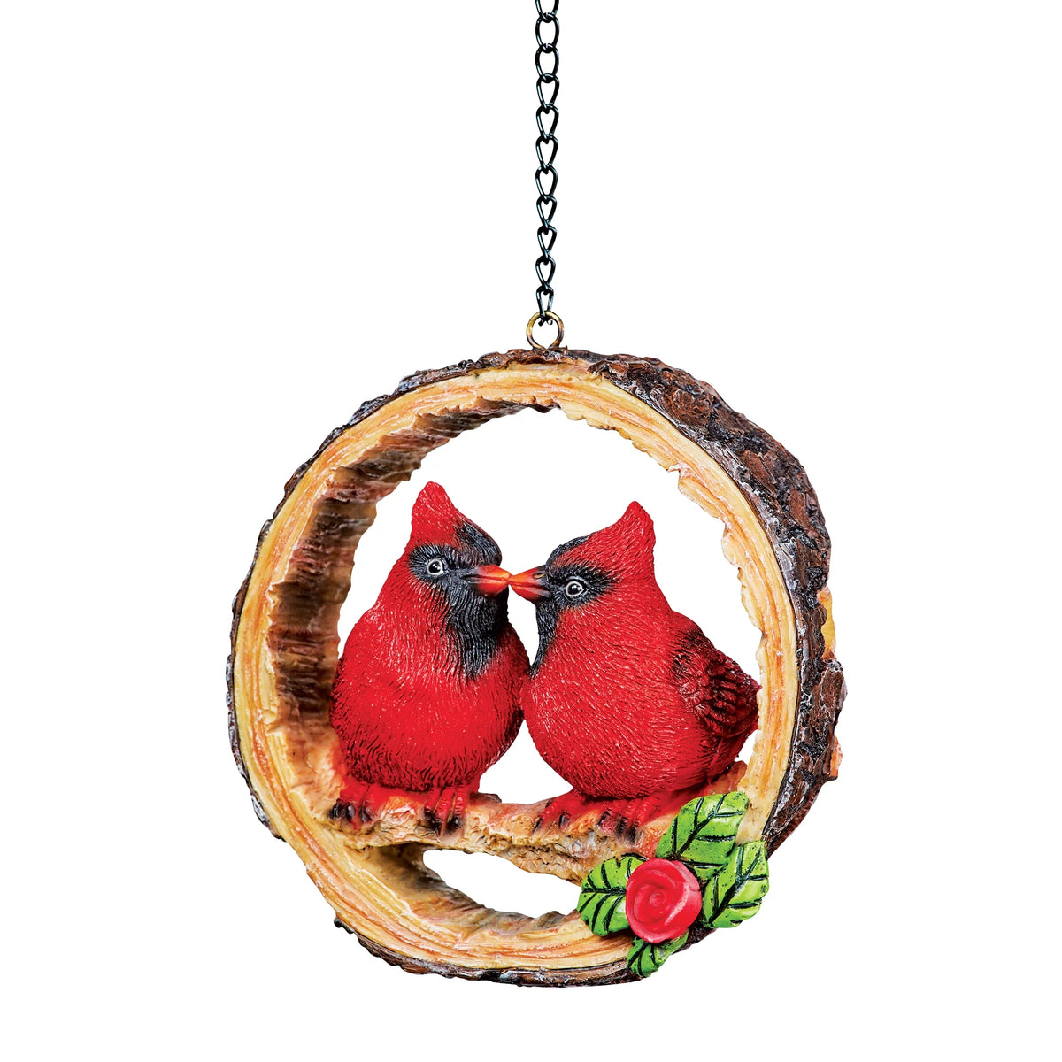 Hand-painted Cardinals on Swing Figurine Tree Ornament O1799
