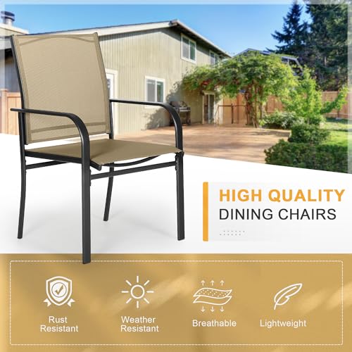 Dark Blue Wrought Iron Textilene Dining Chairs Set of 4 V4350