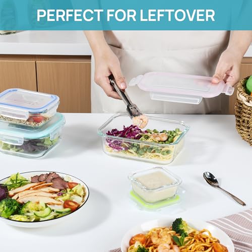 15 Pack Glass Food Storage Containers with Airtight Leak Proof Lids O819016