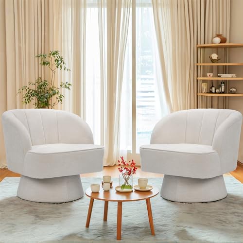 Beige Linen Swivel Accent Chair J925