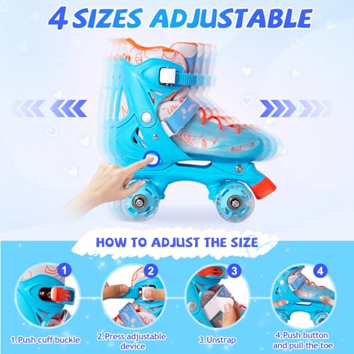 Adjustable Kids Roller Skates with 8 Light up Wheels B14939