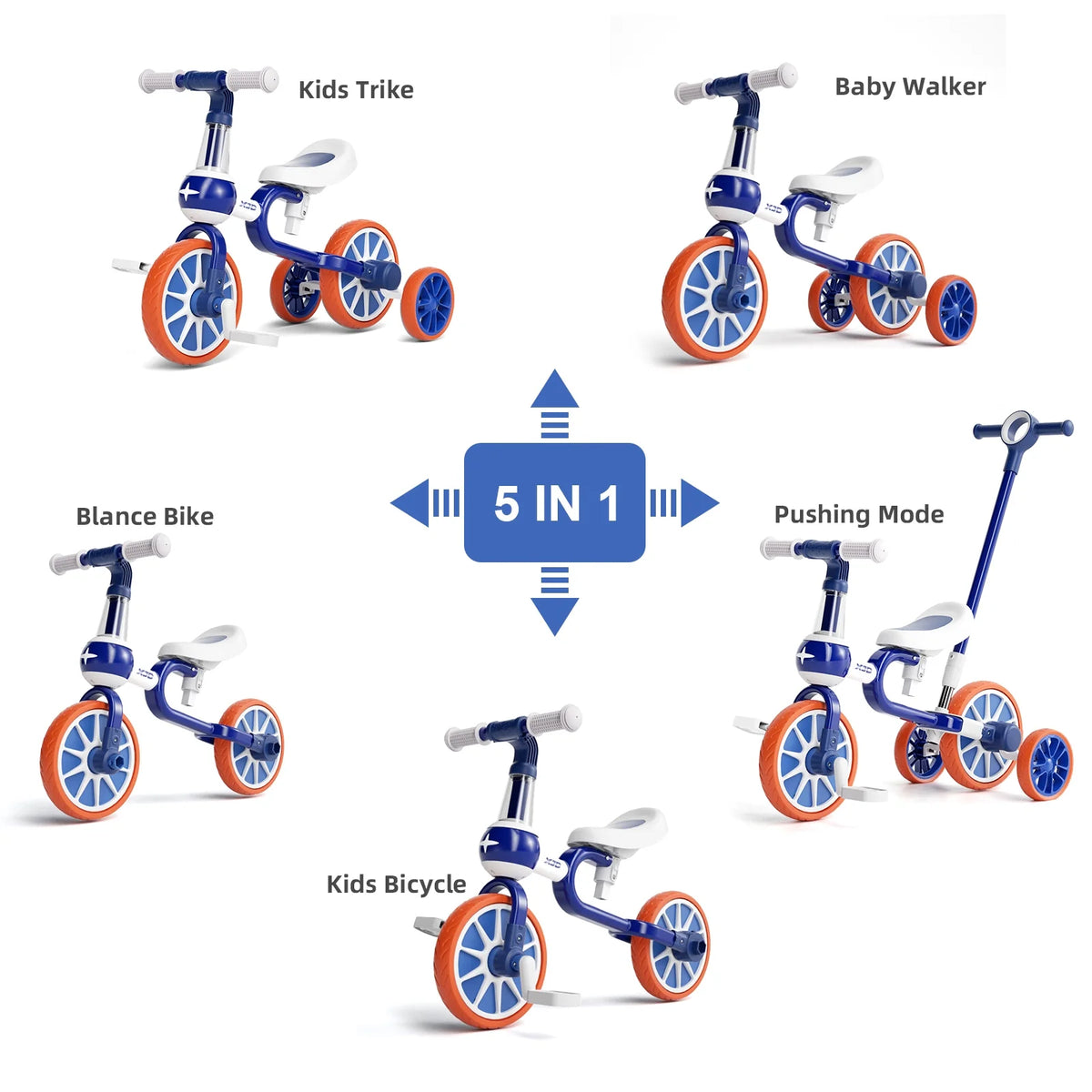 7 in 1 Toddler Tricycle with Removable Pedals D666337