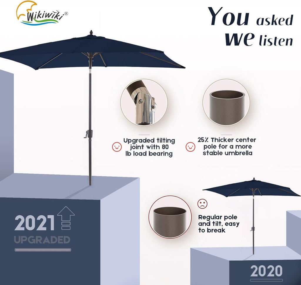 Olefin Rectangular Market Umbrella with Push Button Tilt Z94782