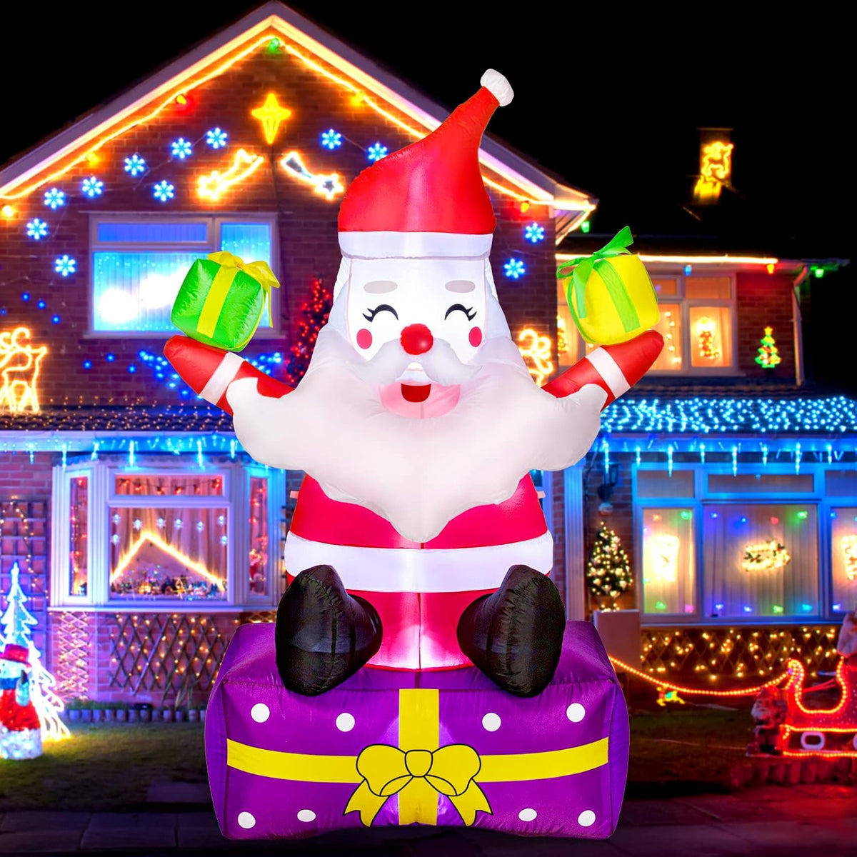 6 Ft Inflatable Santa Claus with Gift Boxes H44648