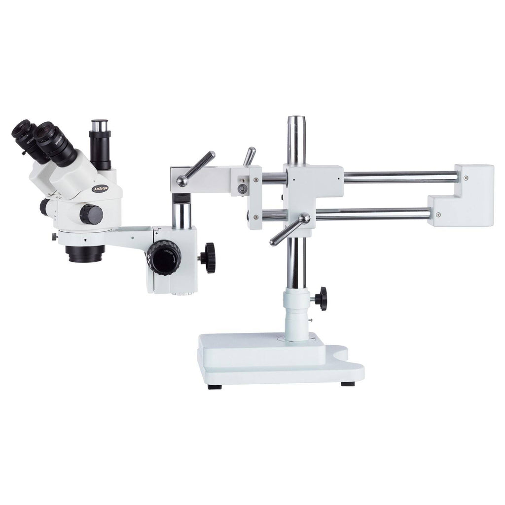 3.5X-45X Simul-Focal Stereo Zoom Microscope on Dual Arm Boom Stand U15100