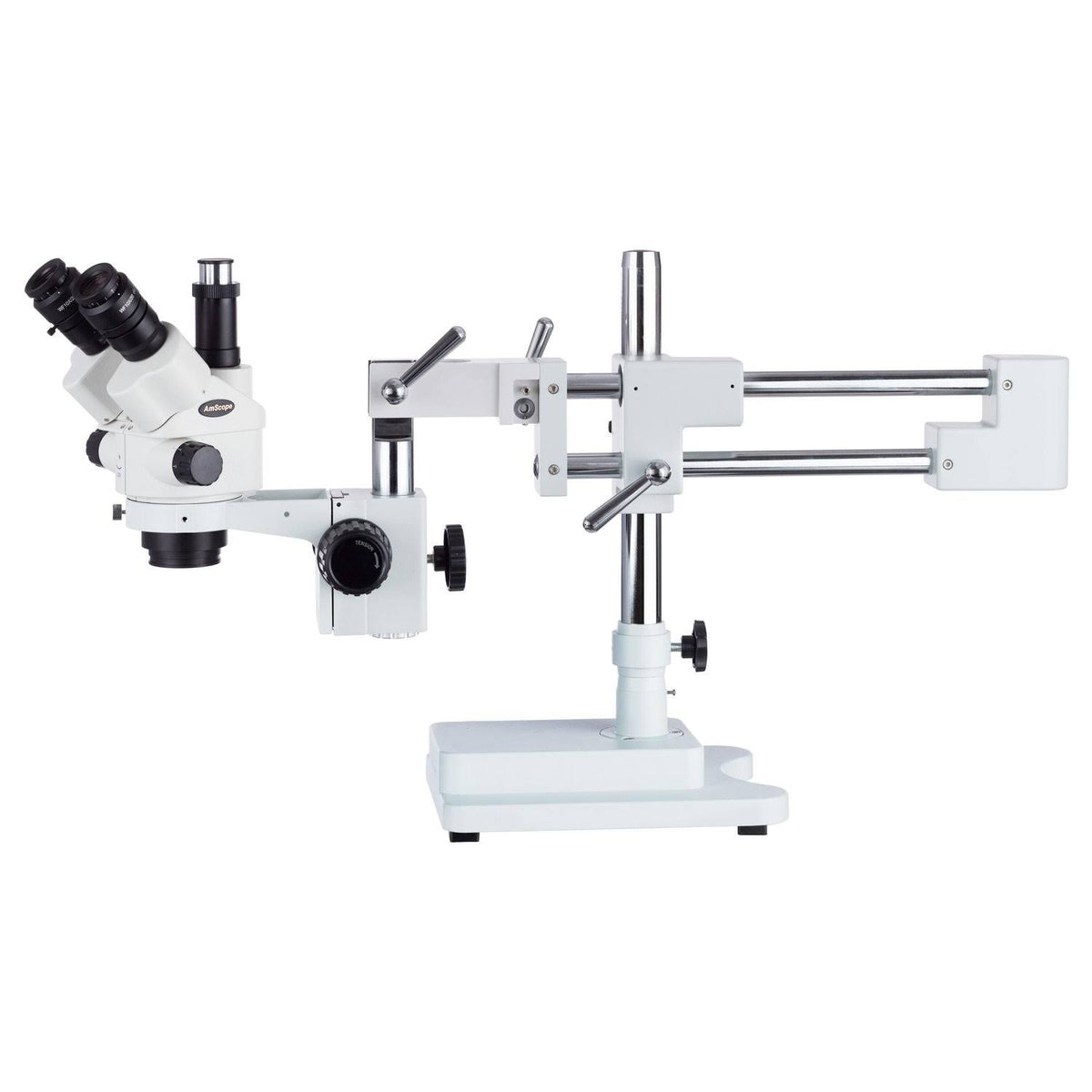 3.5X-45X Simul-Focal Stereo Zoom Microscope on Dual Arm Boom Stand U15100