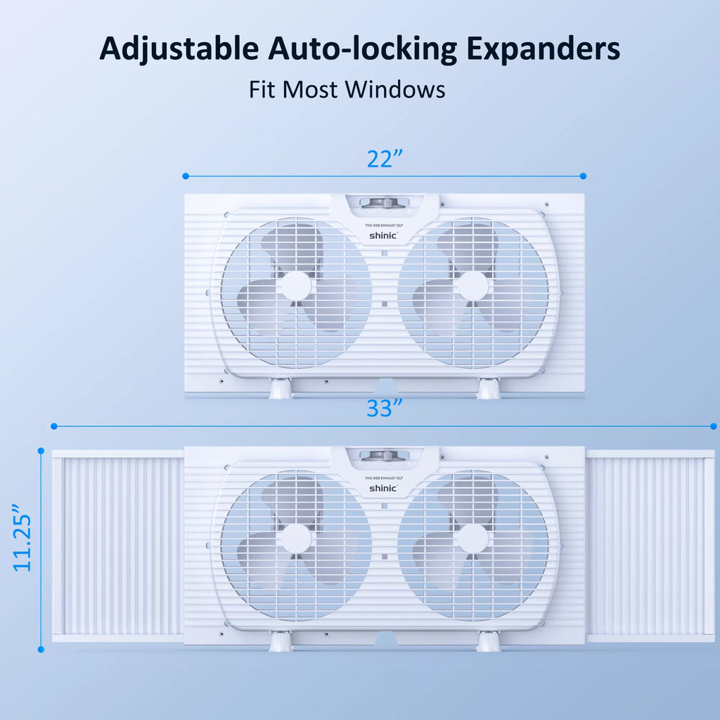 9 3-Speed Twin Window Fan with Removable Bug Screen, White Q134
