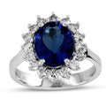 3.75 CTTW Oval Sapphire & Diamond Ring, 14K Gold, Size 8 G6869