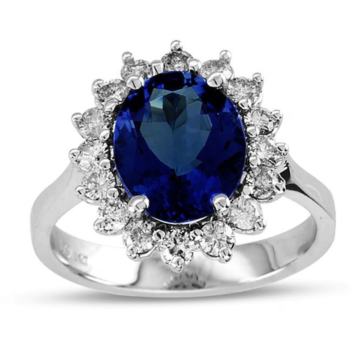 3.75 CTTW Oval Sapphire & Diamond Ring, 14K Gold, Size 8 G6869