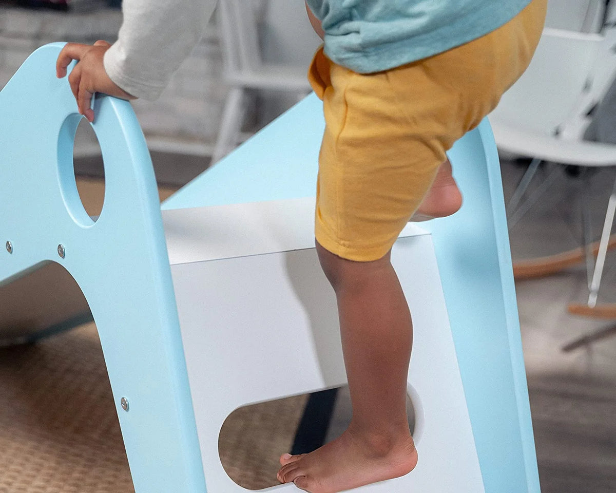 Wooden Indoor Slide for Kids Ages 18mo - 4 Years (Blue) D847