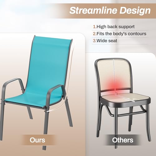 Black Stackable Textilene Patio Chairs with Metal Frame L49311