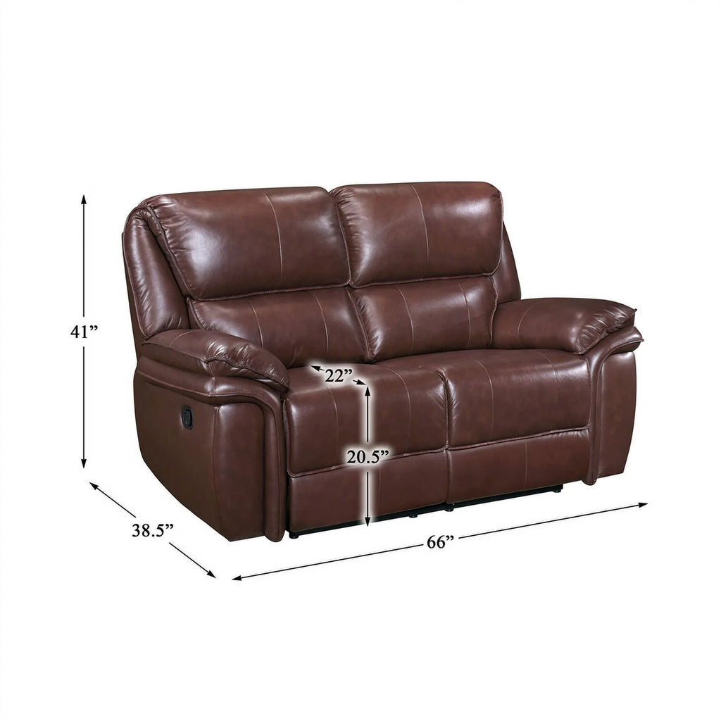 Brown Leather Match Double Reclining Love Seat Y5636