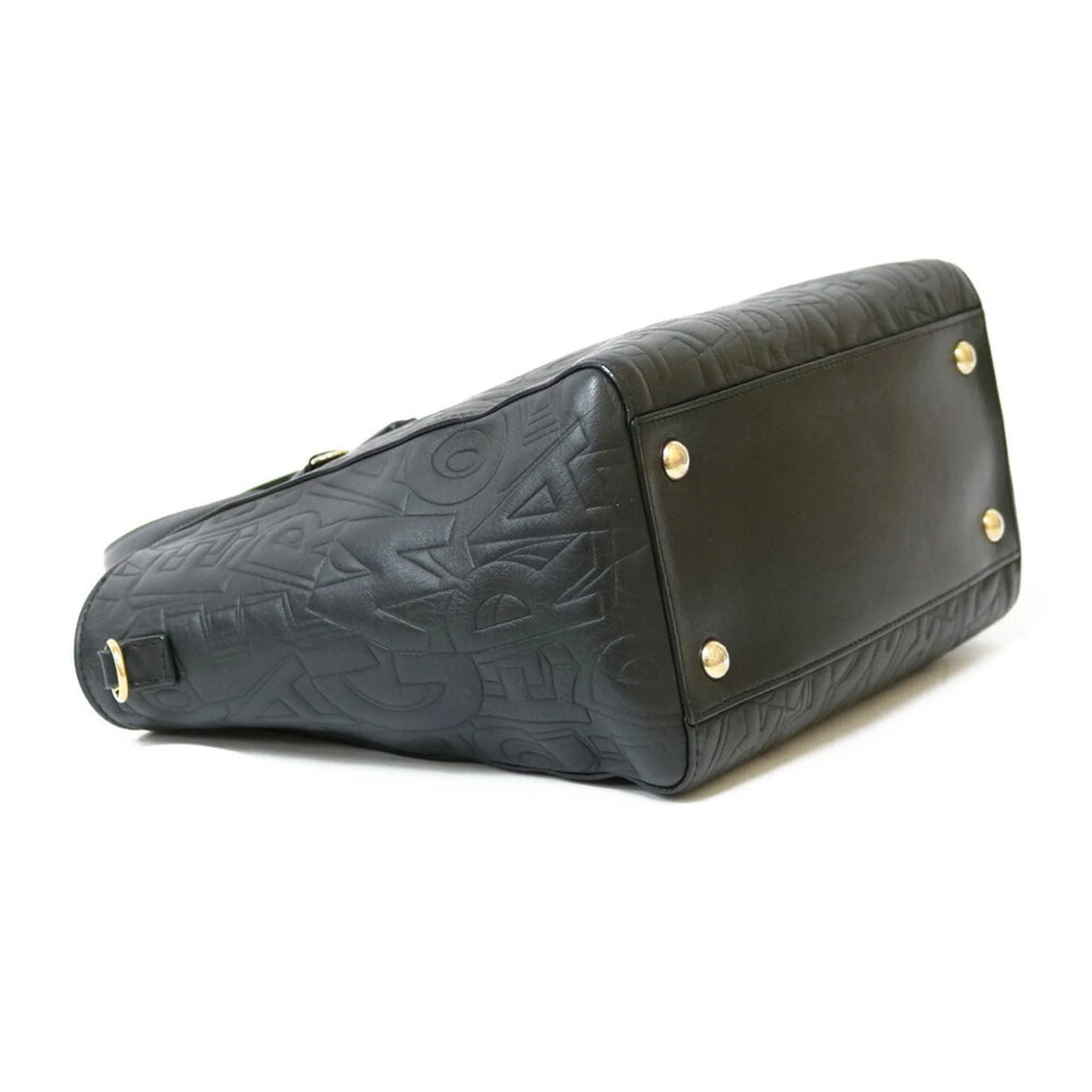 Pre-Owned Black Leather Handbag I698