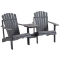 Grey 2 Wood Adirondack Chairs with Center Table R833
