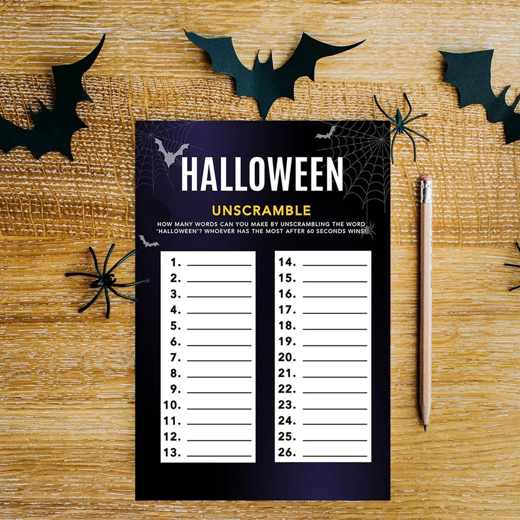Halloween Party Game Cards, Bats & Spiders Themed, Pk-24 F819626