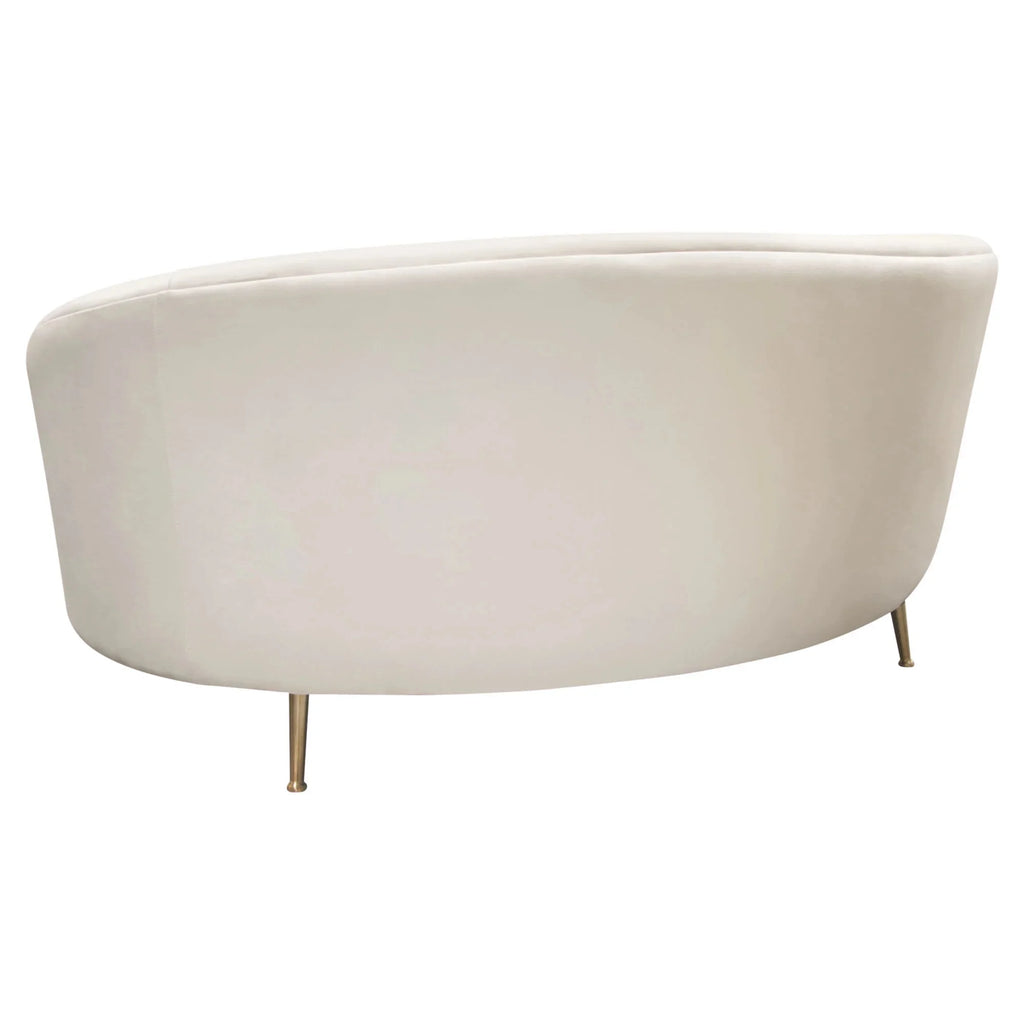 Light Cream Velvet Curved Sofa with Gold Metal Legs O981