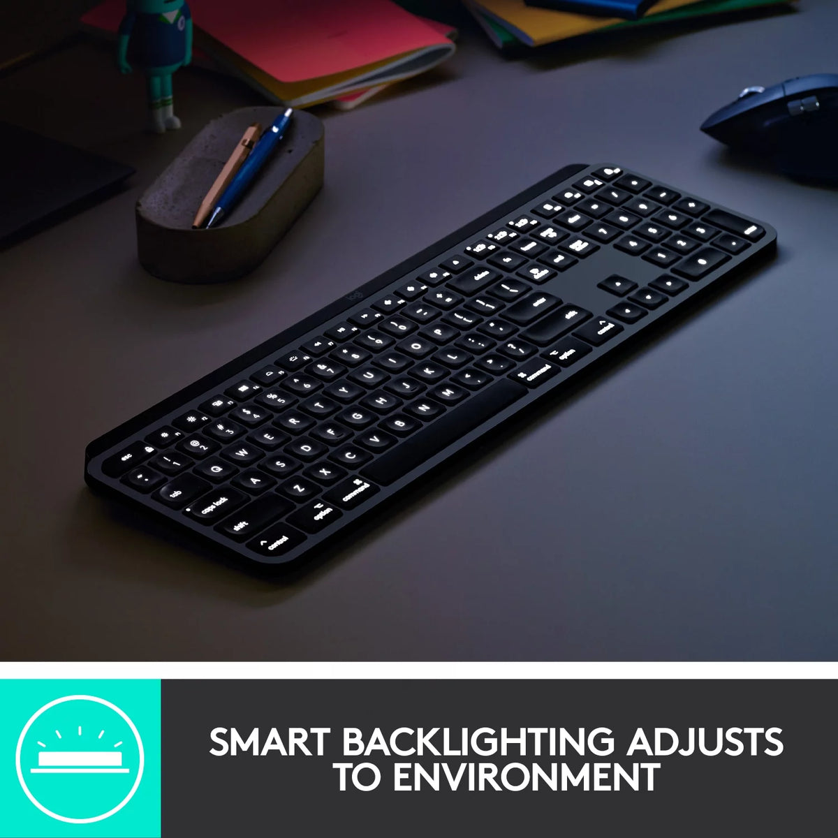 Wireless Illuminated Keyboard, Backlit LED Keys, Bluetooth, USB-C, Metal Build - Space Gray I880651