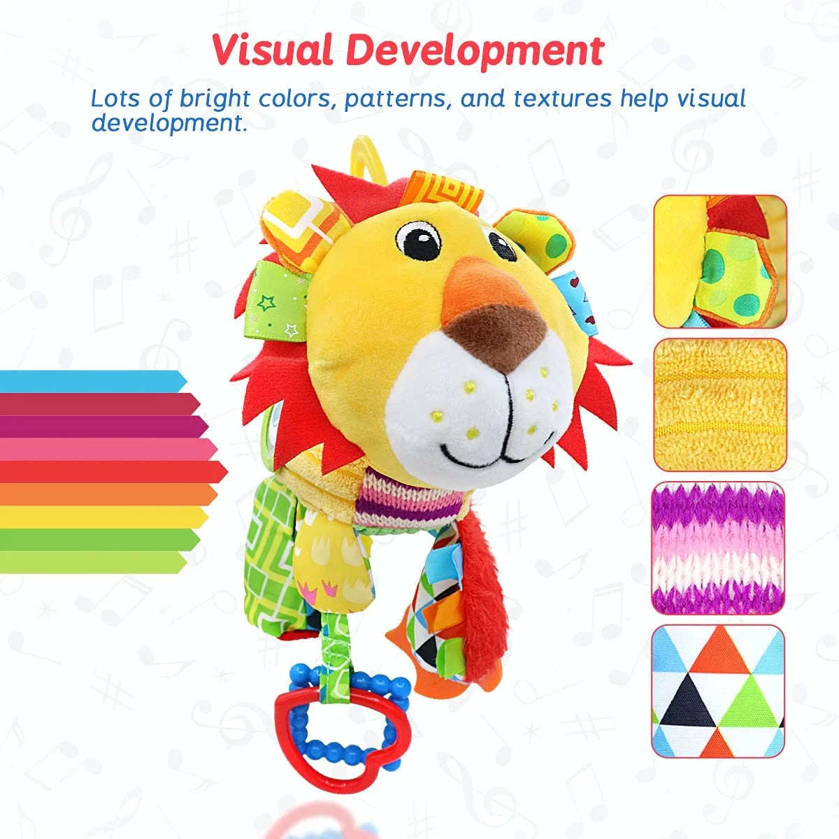 Lion Plush Infant Toy with Musical Box Stroller Hanging Toy Q75034