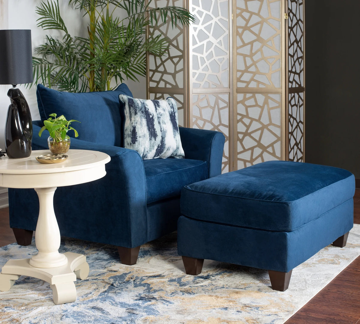 Navy Blue 4-Piece Fabric Sofa Set M742
