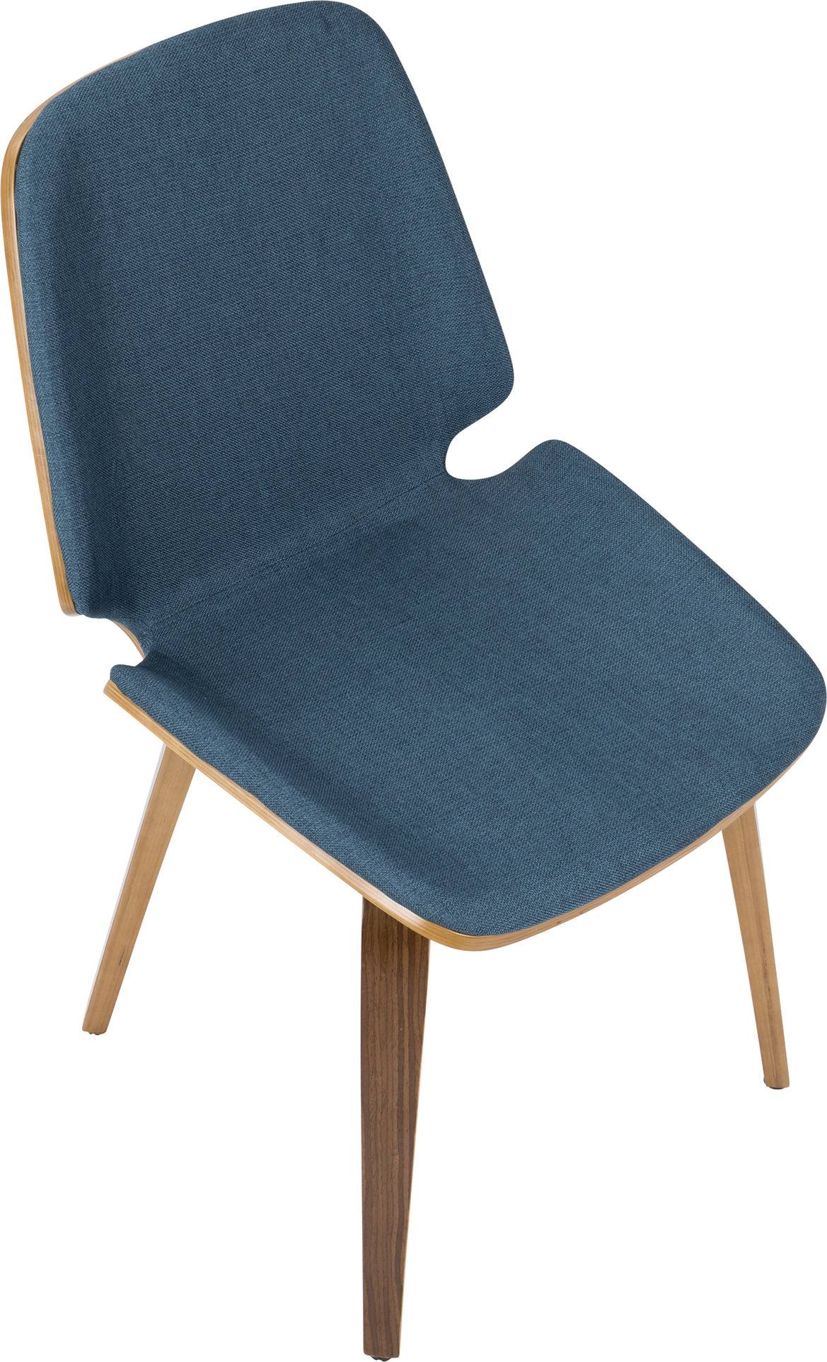 Blue Fabric Walnut Wood Chair (Set of 2) Y923