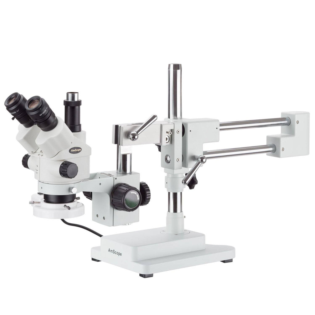 3.5X-45X Simul-Focal Stereo Zoom Microscope on Dual Arm Boom Stand U15100