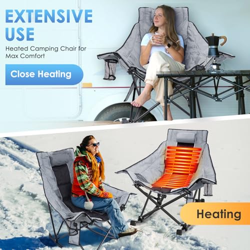 XL Oversized Heated Rocking Camping Chair with 3 Heat Levels I801759