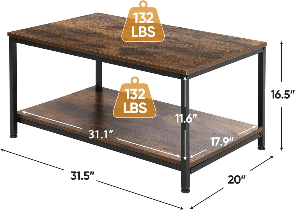 Industrial 2-Tier Coffee Table Rustic Brown P1960
