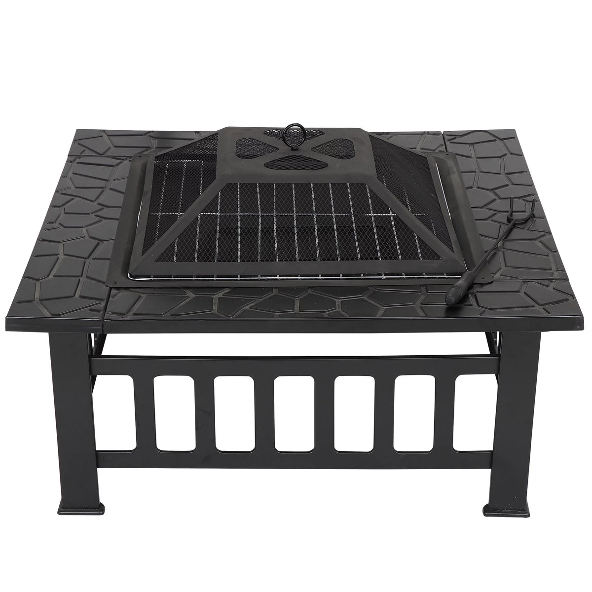 32 Outdoor Wood Burning Fire Pit Square Metal Stove S747946