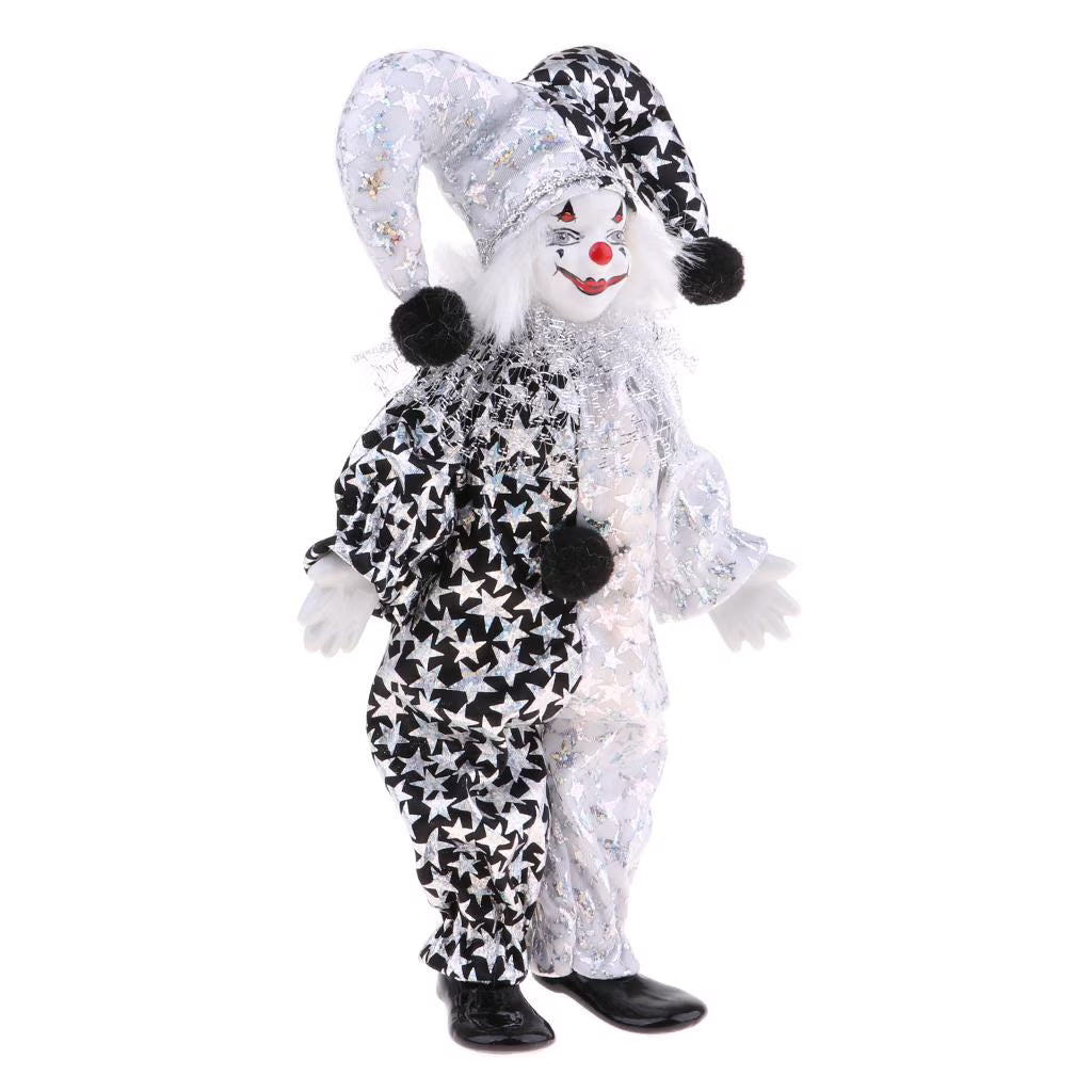 9 Inch Porcelain Harlequin Doll Figure Y383