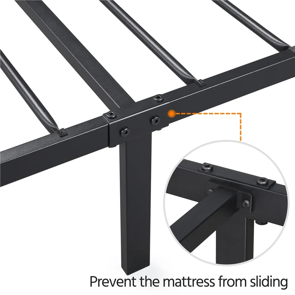 Black Twin Metal Slatted Bed Frame with Headboard Footboard C6289