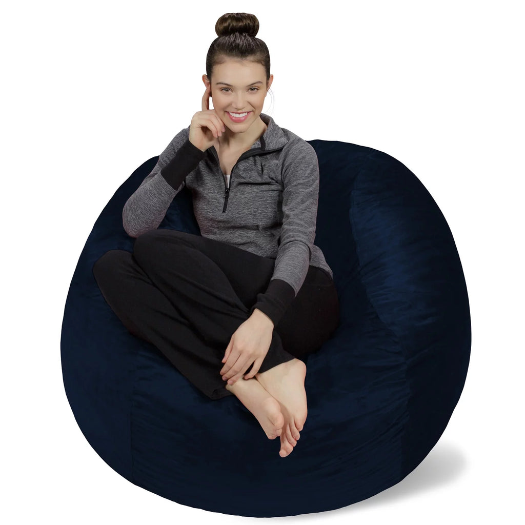 Memory Foam Bean Bag Chair with Microsuede Cover, Navy F2457