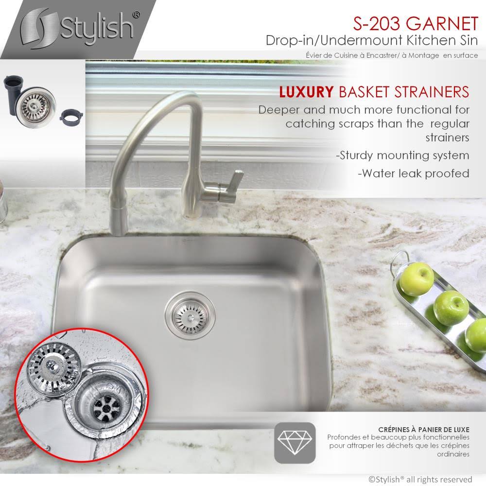 Single Basin Undermount Kitchen Sink with Strainer I7422